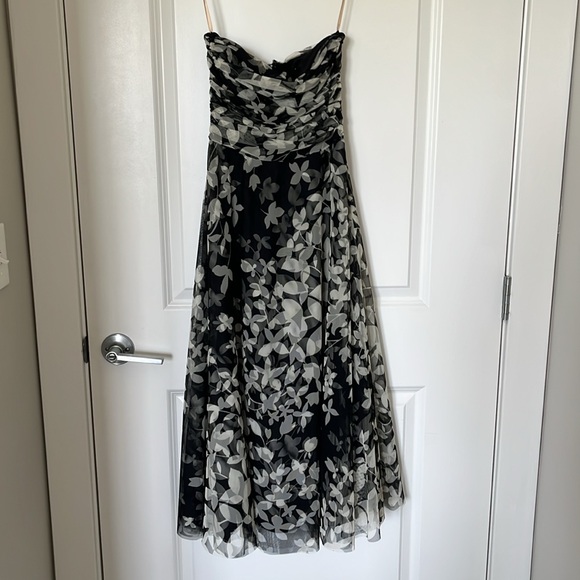Y2K BCBG MaxAzria floral tulle strapless dress gown 0 XS NWOT prom gala party - Picture 9 of 16